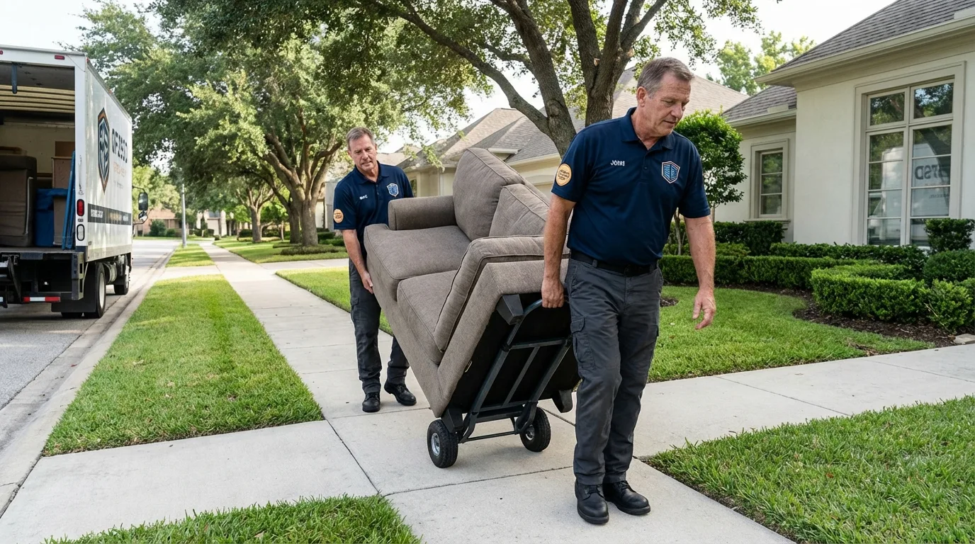 Local residential moving crew loading furniture in Glyndon, MN